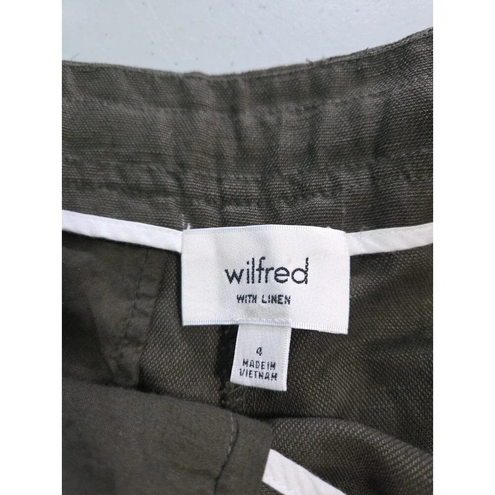 Aritzia Wilfred Allant Cropped Linen Pants High Waist Rolled Cuff 4 new with tag